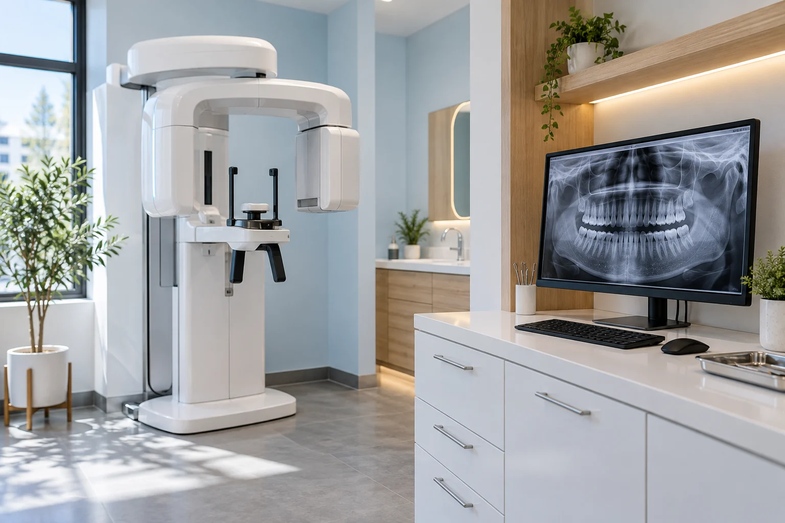 Equipamento de radiografia panorâmica em uma sala clínica
